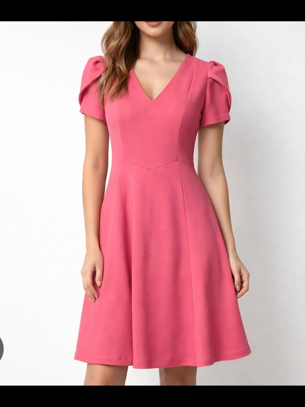 Andrew Marc Coral Fit-and-Flare Midi Dress